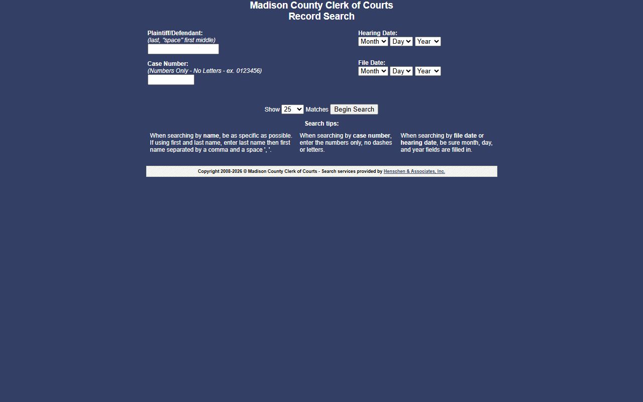 Madison County court records after jail arrest clerk search
